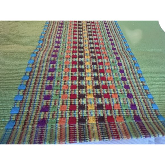Fiesta 4 PC Placemats Woven Design Colorful Stripe Fiestaware 14x20 Green - Picture 3 of 8